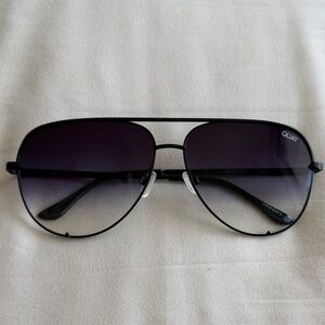 Quay Australia Black Large Aviator Sunglasses with Gradient Lenses